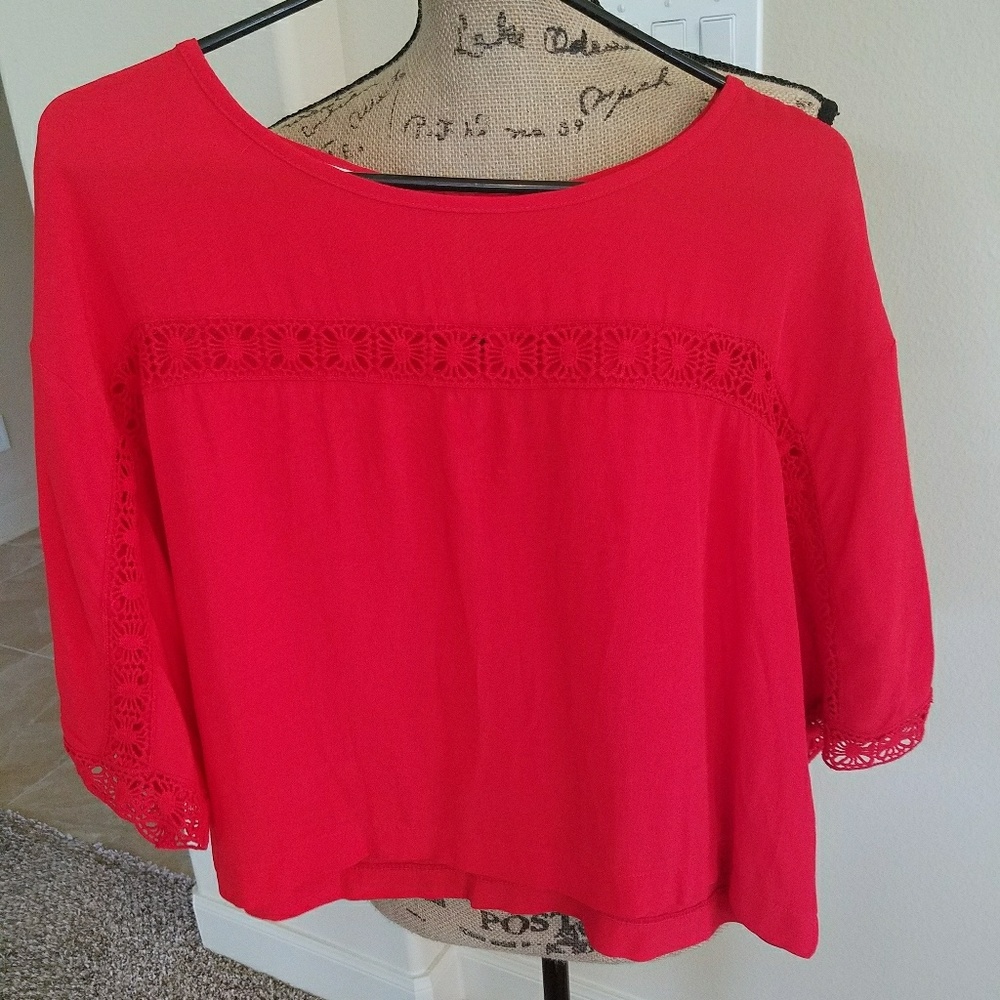 SOLD -Love Marks red crop blouse,  L